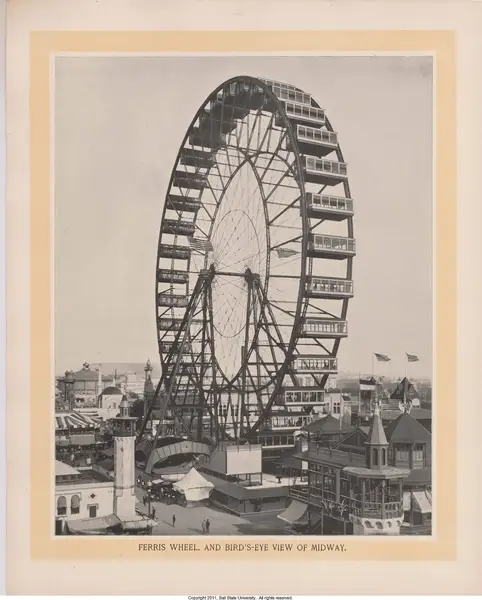 Ferris Wheel, and Bird's-Eye View of Midway, William Henry Jackson