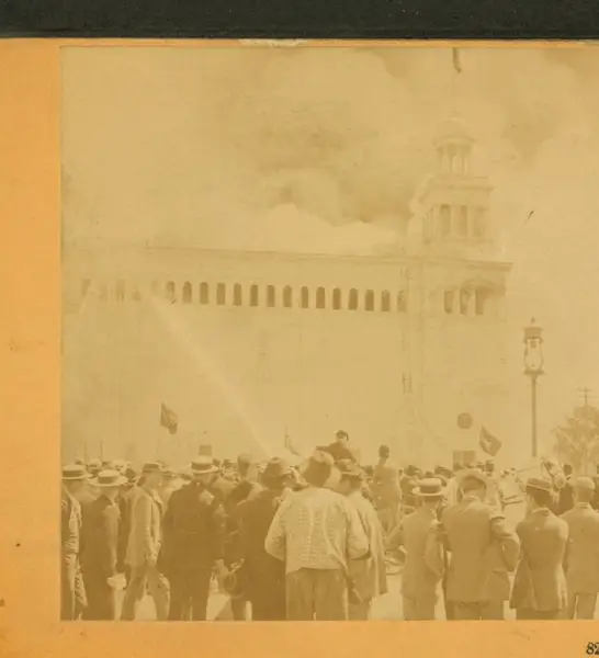 Burning of the Cold Storage building. Fifteen brave firemen lost their lives, July 10th, Columbian Exposition