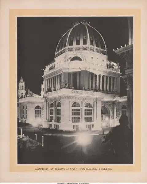 Administration Building at Night, from Electricity Building, William Henry Jackson