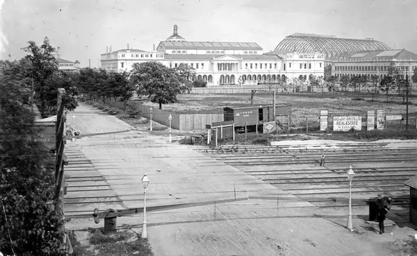 World's Columbian Exposition under construction as seen from the IC tracks at 61st St