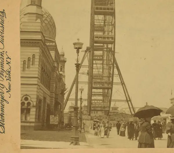 The Ferris Wheel, (carries 2,000 people), Midway Plaisance, World's Fair, Chicago, U.S.A, by Strohmeyer & Wyman