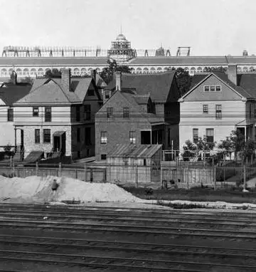 World's Columbian Exposition under construction as seen from the IC tracks at 64th St