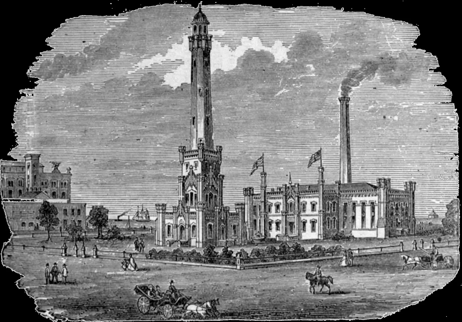 Chicago Water Tower: Chicago Water Tower & Pumping Station, published 1886