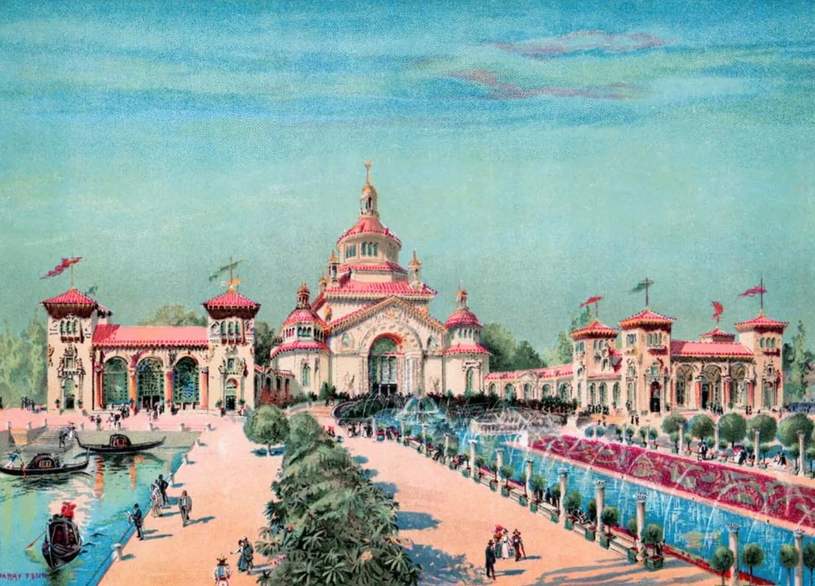 Horticulture, Mining and Graphic Arts buildings: Horticultural, Mining, and Graphic Arts Building 1901 Pan-American Exposition, Buffalo Postcard (cropped)