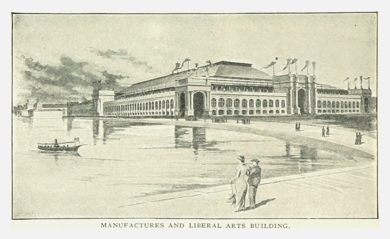 Manufactures and Liberal Arts Building: PRR(1893) p108 MANUFACTURES AND LIBERAL ARTS BUILDING, Chicago