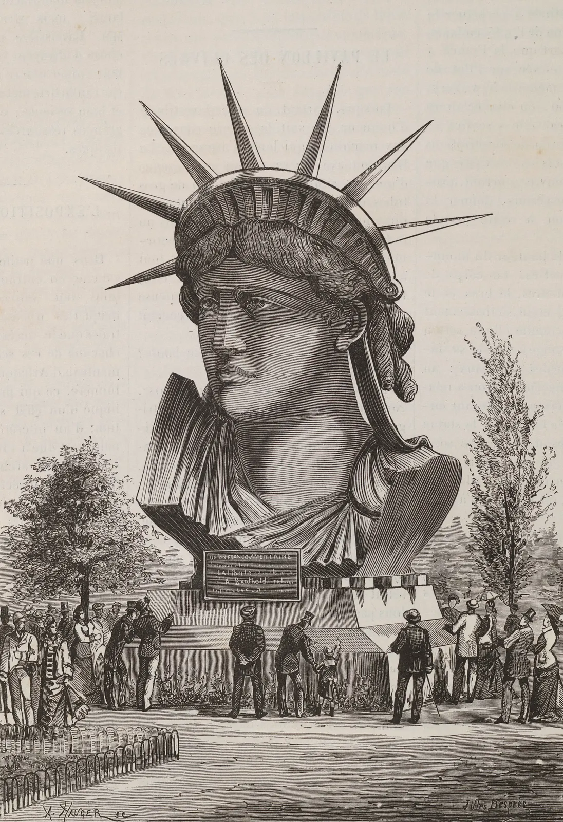 Head of the Statue of Liberty: Tête de la statue colossale de la Liberté, dans le parc du Champ-de-Mars