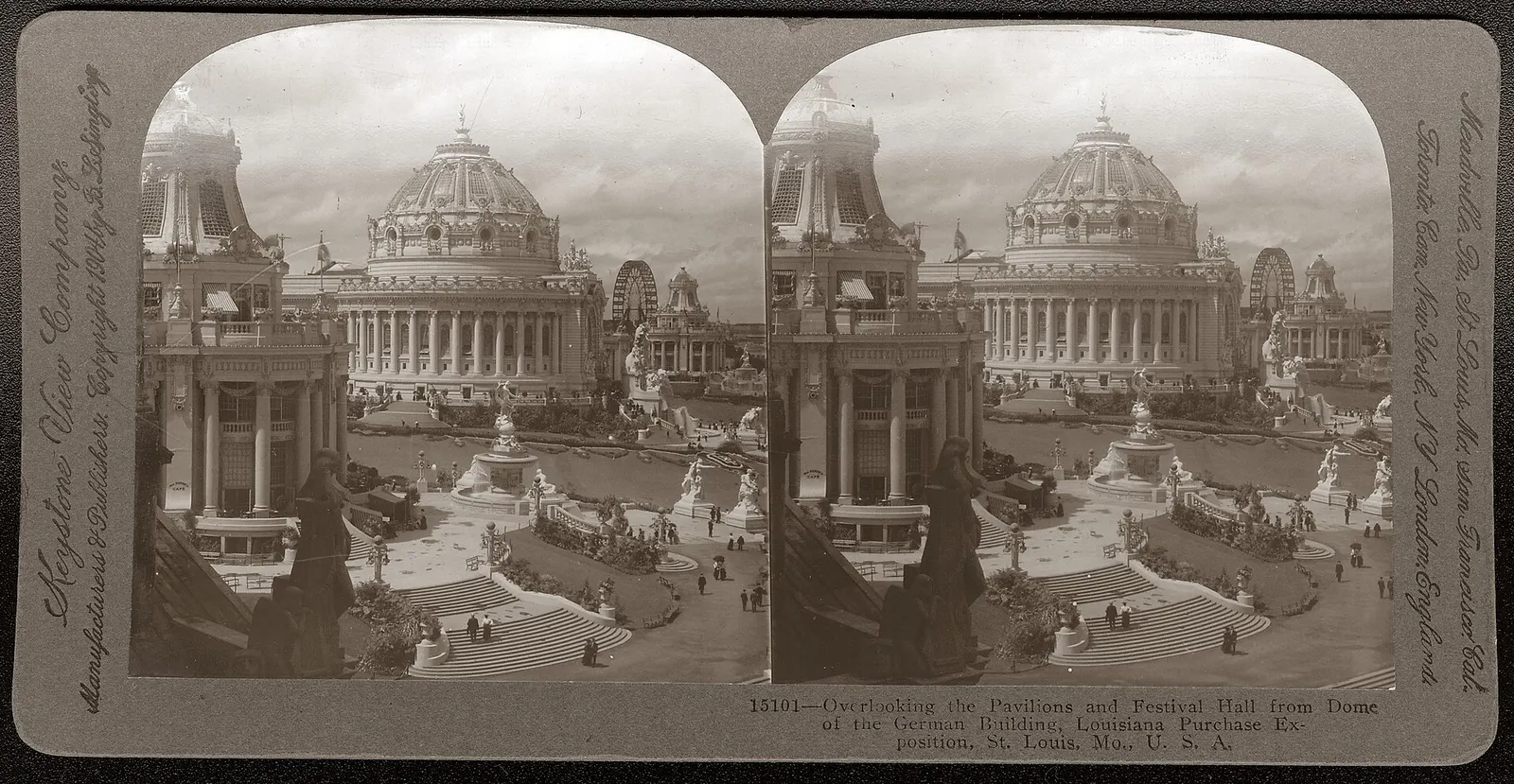Festival Hall: "Overlooking the Pavilions and Festival Hall from Dome of the German Building, Louisiana Purchase Exposition, St. Louis, MO. U.S.A."