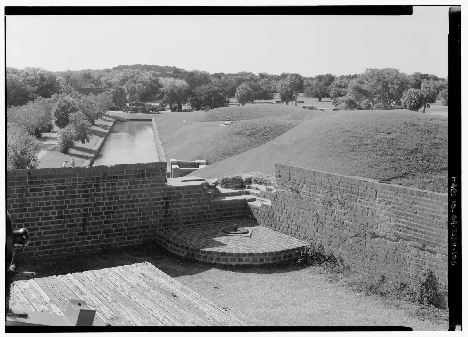 Fort Pulaski: DUPLICATE OF THE HISTORIC VIEW "SOUTHWEST CORNER, FORT PULASKI," WITH DEMILUNE - Fort Pulaski, Cockspur Island, Savannah, Chatham County, GA HABS GA,26-SAV.V,2-106