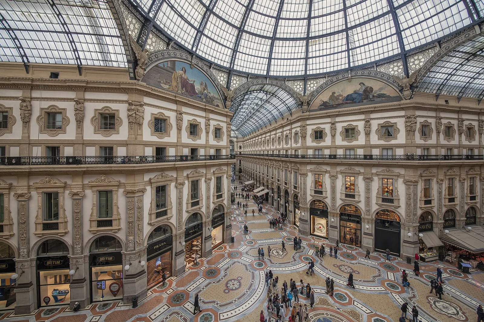 Galleria Vittorio Emanuele II: Milano - Galleria Vittorio Emanuele - Vista dall alto dell Ottagono e lunette