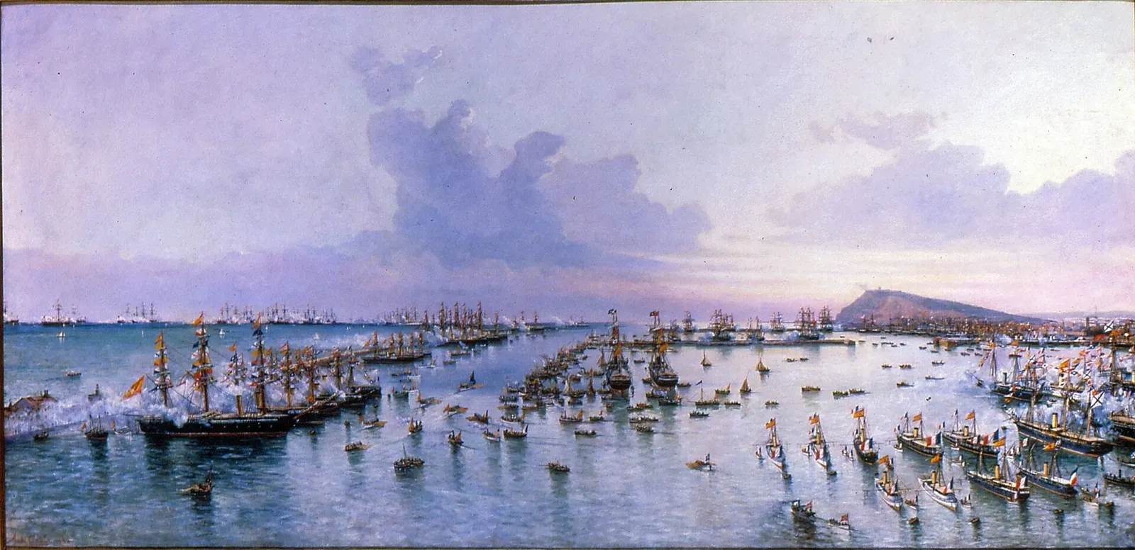 Barcelona Universal Exposition: Revista pasada por S.M. la Reina Regente Doña María Cristina a las escuadras nacionales y extranjeras, reunidas en el puerto de Barcelona con motivo de celebrarse la Exposición Universal en mayo de 1888