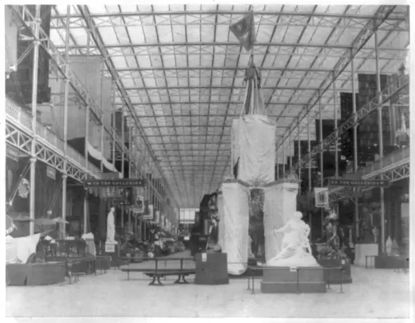 Looking west along the nave from the transept, 1851