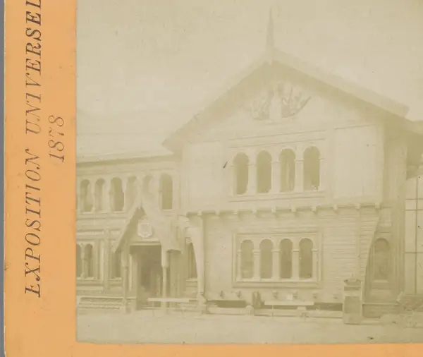 Paviljoen van Noorwegen op de Wereldtentoonstelling van 1878 Section Norvegienne Exposition Universelle 1878 (serietitel op object)