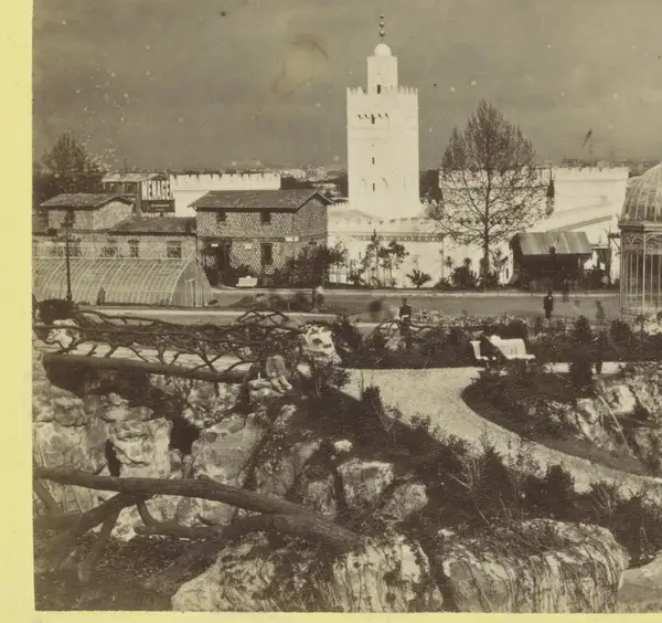 Het Algerijnse paviljoen op de Wereldtentoonstelling van 1878 Vue au Trocadéro, la Mosquée Exposition Universelle 1878 (serietitel op object)