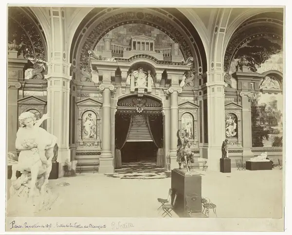 Wereldtentoonstelling van Parijs in 1878, entrée van de sectie beeldende kunsten Paris Exposition 1878 - Entree de la section de Beau Arts