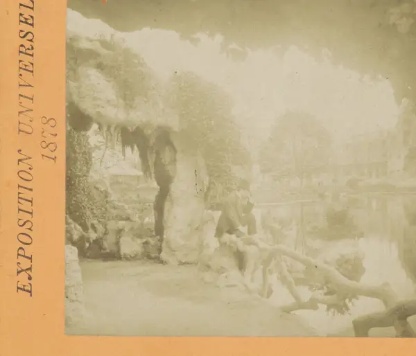 Kunstmatige grot bij het Palais du Champ de Mars op de Wereldtentoonstelling van 1878 Grotte du Palais du Champ de Mars Exposition Universelle 1878 (serietitel 