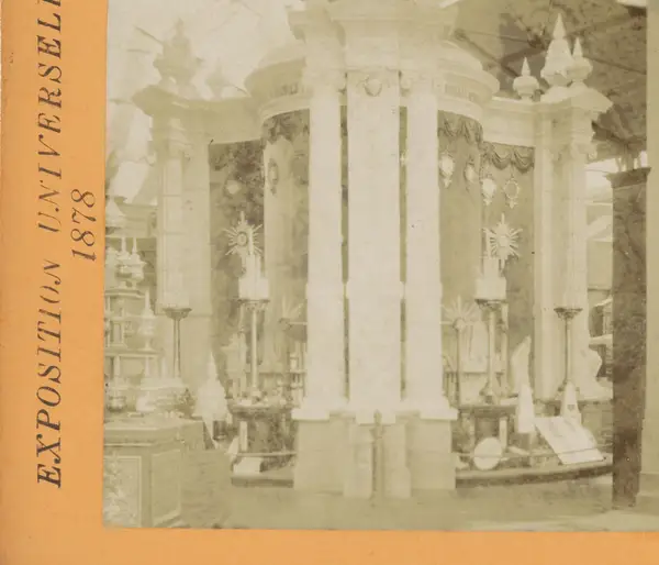 Presentatie van stearine kaarsen in het Nederlands paviljoen op de Wereldtentoonstelling van 1878 Section des Pays-Bas Exposition Universelle 1878 (serietitel o