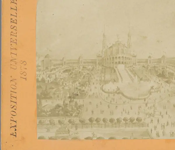Fotoreproductie van een ontwerp van het Palais du Trocadéro tijdens de Wereldtentoonstelling van 1878 Palais du Trocadéro Exposition Universelle 1878 (serietite