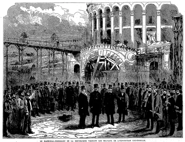 Mac Mahon sur les travaux de l'Exposition universelle (L'Univers illustré, 1877)