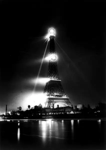 Eiffel Tower and Exposition Universelle at night, Paris