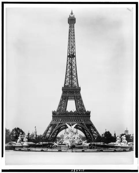 Eiffel Tower and Fountain Coutan, Paris Exposition, 1889
