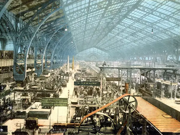 Interior of exhibition building, Exposition Universal, Paris, France
