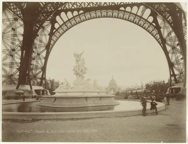 Saint-Vidal fountain beneath the Eiffel Tower, 1889