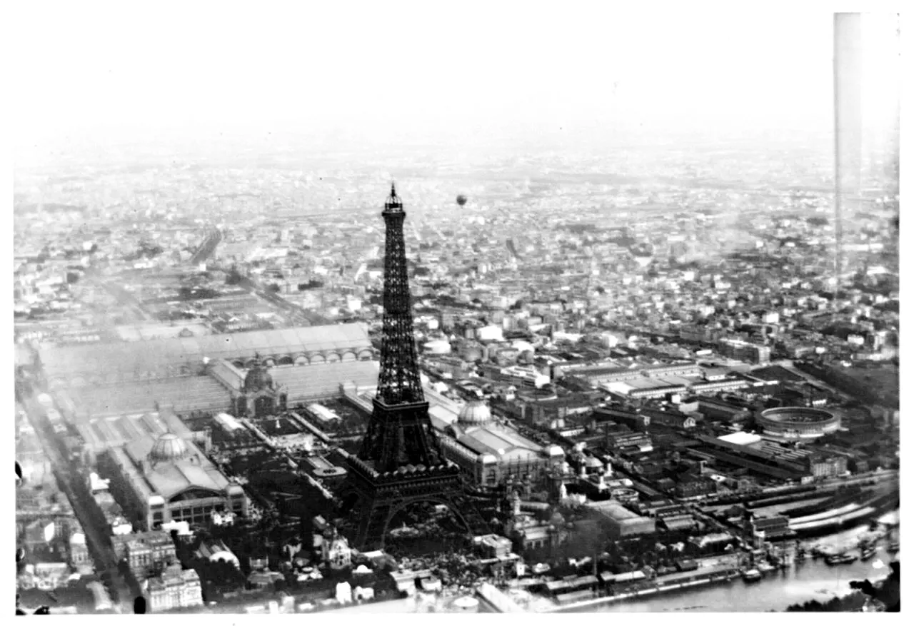 Exposition Universelle: Aerial view of Eiffel Tower and Exposition Universelle, Paris, 1889