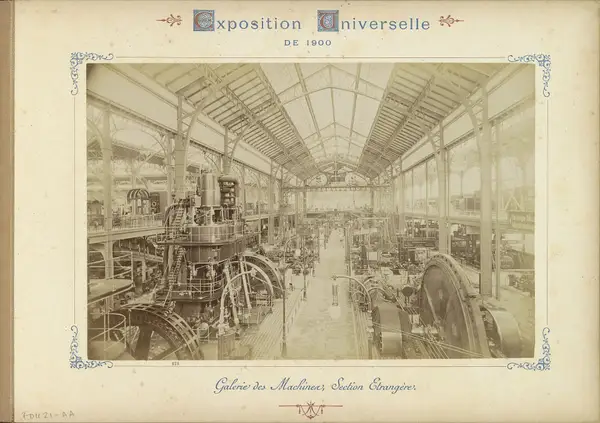 Machinerieën in de buitenlandse sectie van het Palais des Machines te Parijs Galerie des Machines, la Section Etrangère