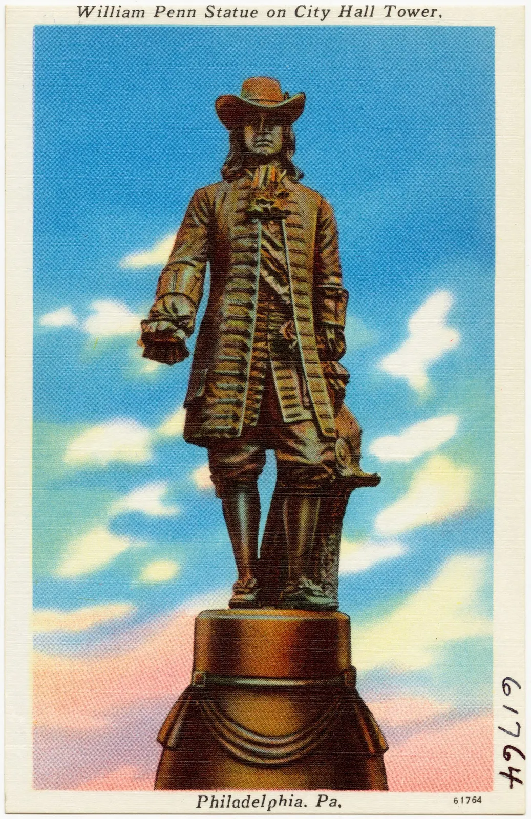 Philadelphia City Hall: William Penn Statue on City Hall Tower, Philadelphia, Pa (61764)