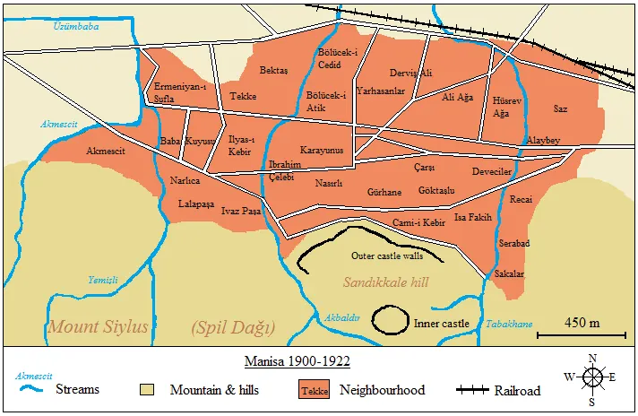 Fire of Manisa, 1922: Manisa 1922 town map