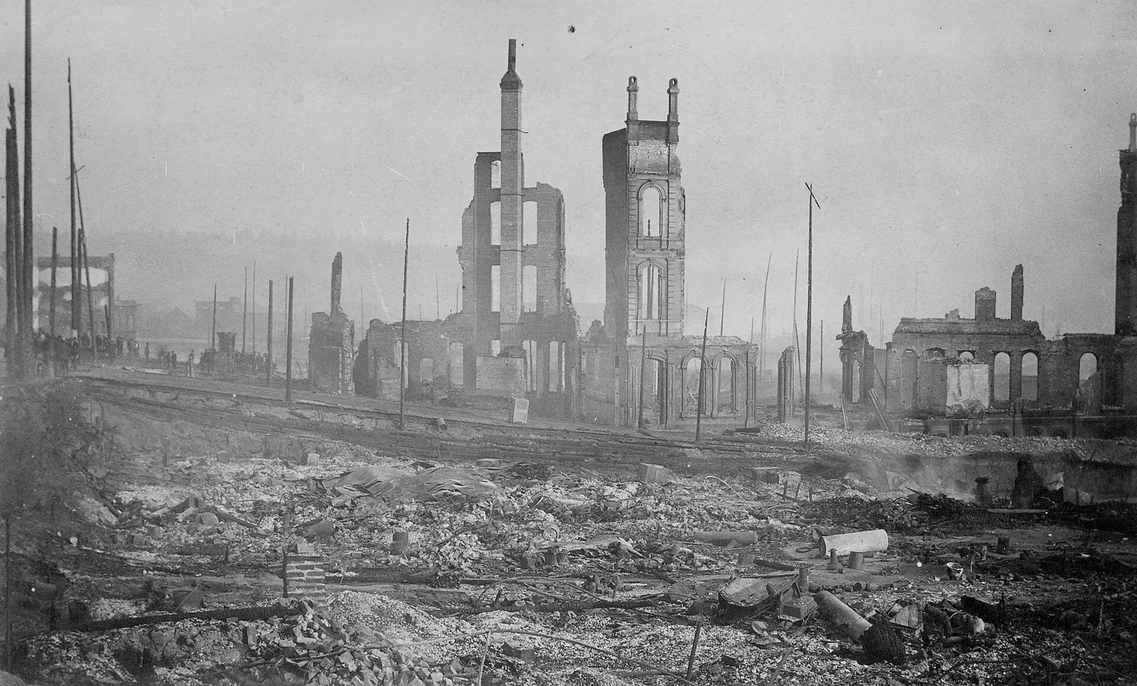 Great Seattle Fire, 1889: Aftermath of the Seattle fire of June 6, 1889, vicinity of Pioneer Square (SEATTLE 3052)