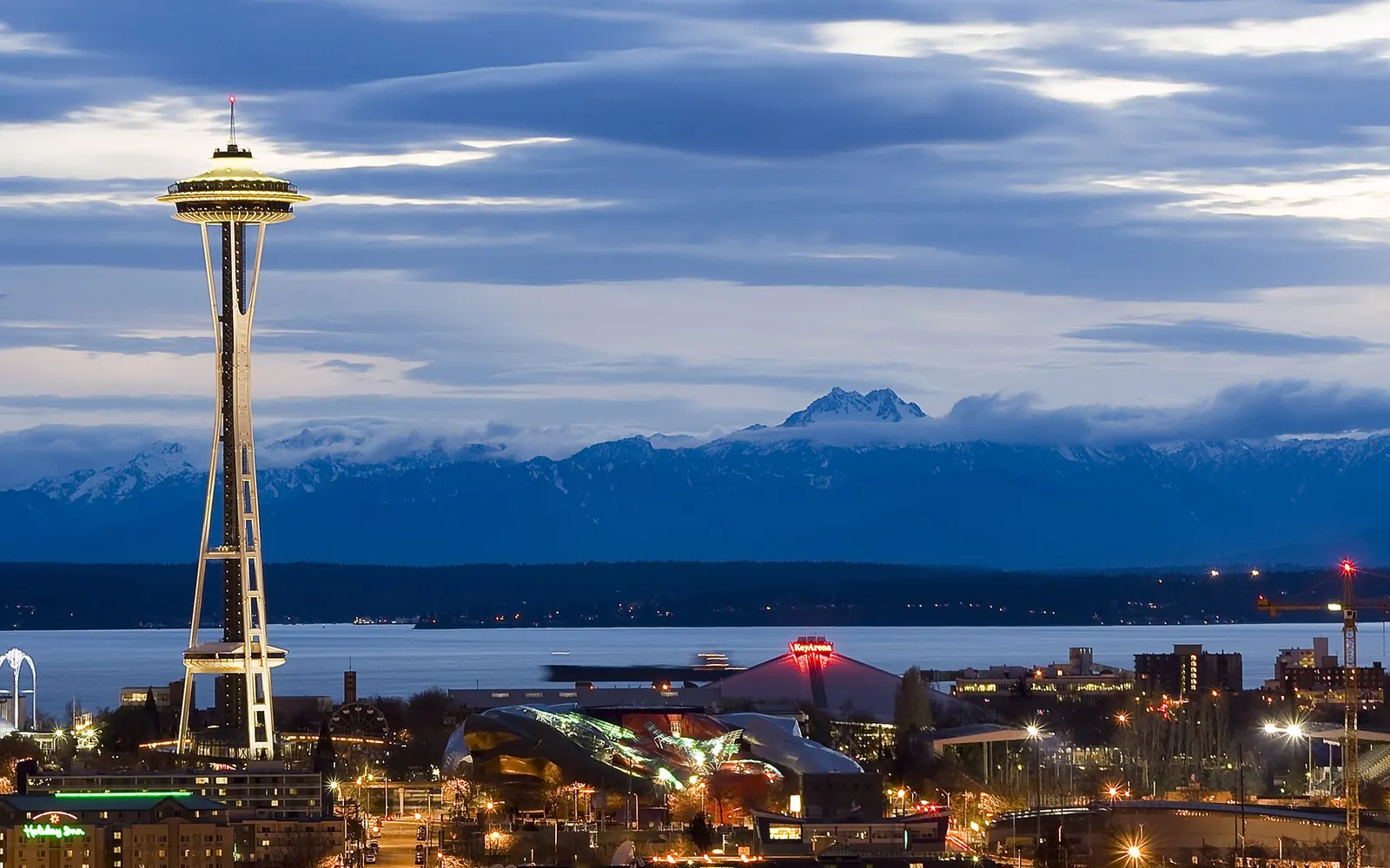 Great Seattle Fire, After: Seattle Center as night falls