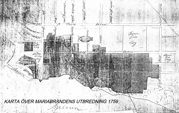 Great Stockholm Fire of 1759, 1759: Mariabranden karta 1759