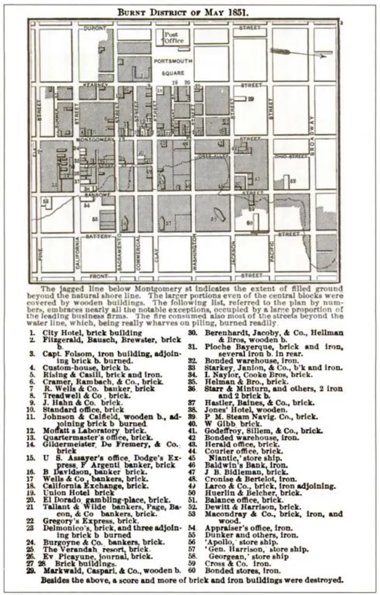 San Francisco Fire of 1851, 1851: Burnt District of May 1851