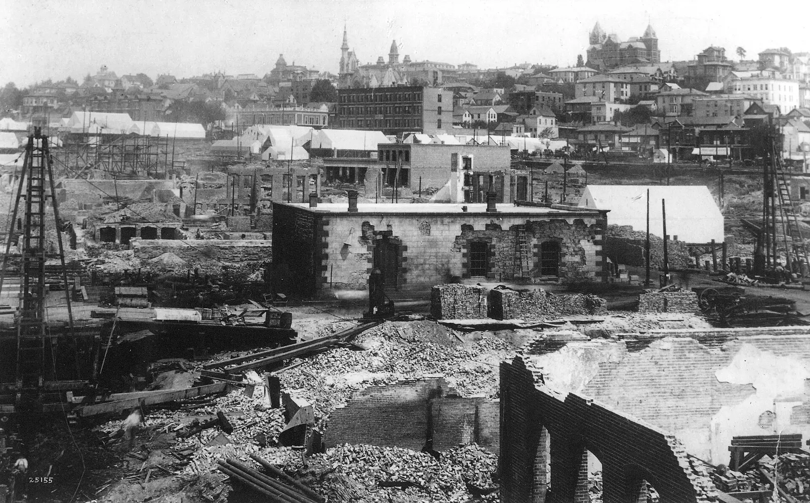 Same Story, Different City: Ruins of Dexter Horton Bank after Seattle fire of June 6, 1889 (CURTIS 2103)