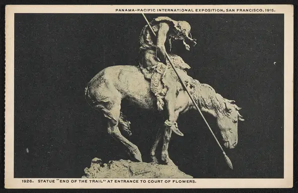 Panama-Pacific International Exposition, San Francisco, 1915, Statue "End of the Trail" at Entrance to Court of Flowers