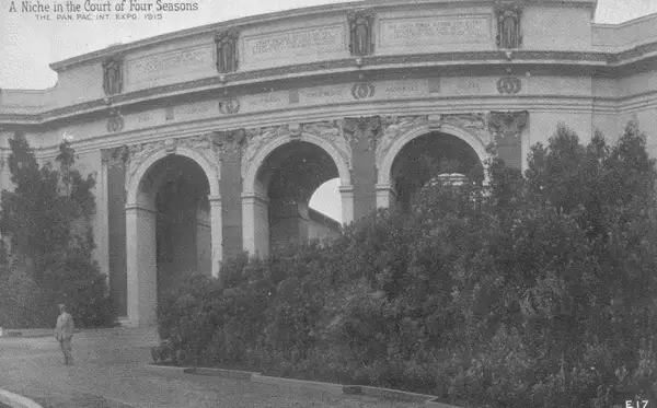 1915 postcard Niche in the Court of the Four Seasons with George Sterling verses