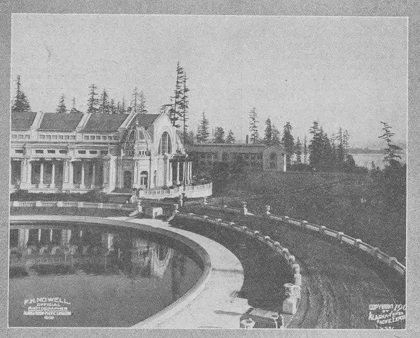 Looking Across Geyser Fountain Basin Past End of Manufacturers' Building
