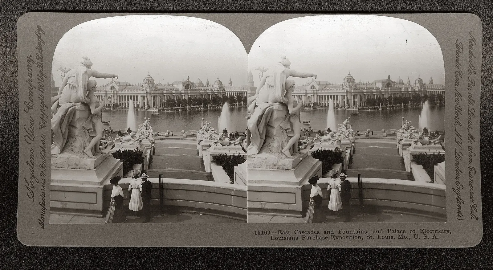 Louisiana Purchase Exposition: "East Cascades and Fountains, and Palace of Electricity, Louisiana Purchase Exposition, St. Louis, MO., U.S.A."