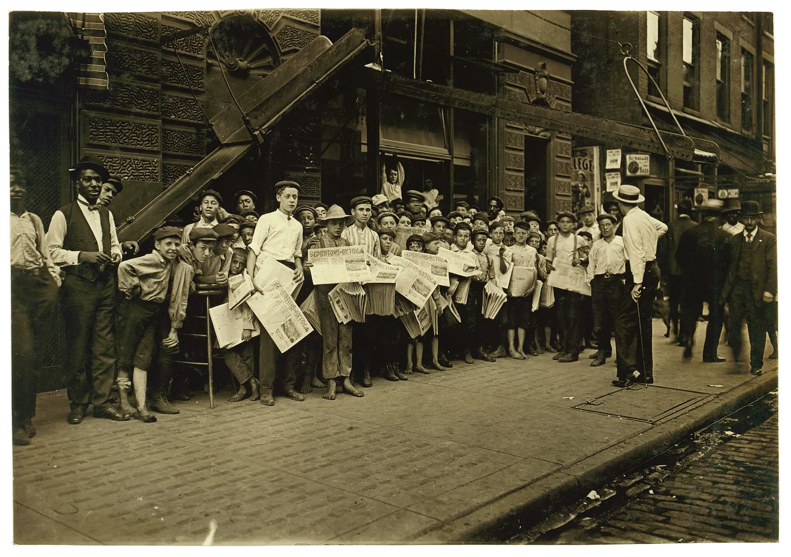Child Labor & Repopulation: Lewis Hine, Newsboys with base-ball extra, Cincinnati, Ohio, 1908