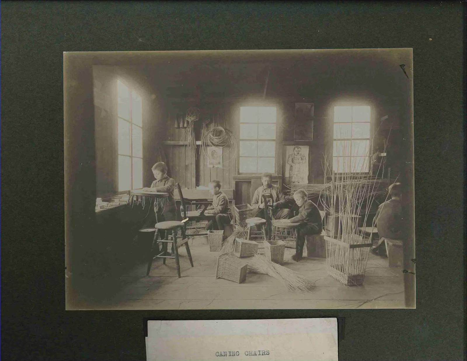 Orphan Trains: SW0121 Orphan Asylum Society of the City of Brooklyn, Boys Caning Chairs