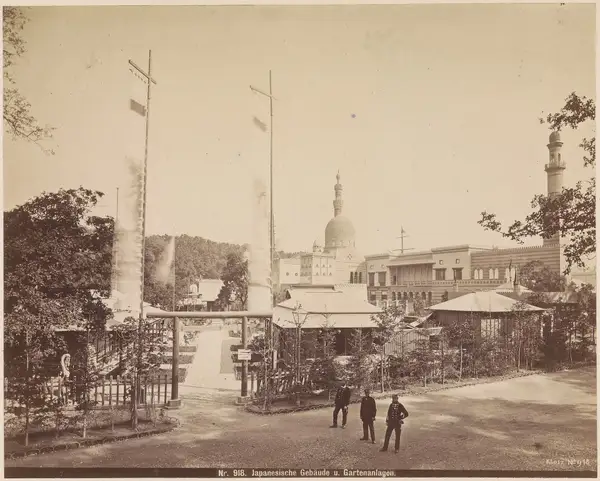 Japanese buildings and garden, 1873