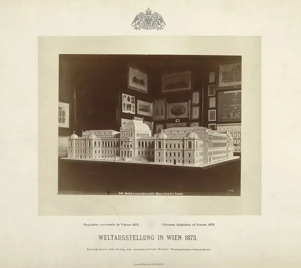 Model of Ferstel's new University of Vienna, shown in 1873