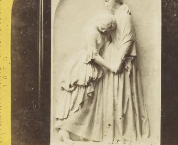 Williamson's marble relief Dinah Consoling Hetty in Prison, 1873