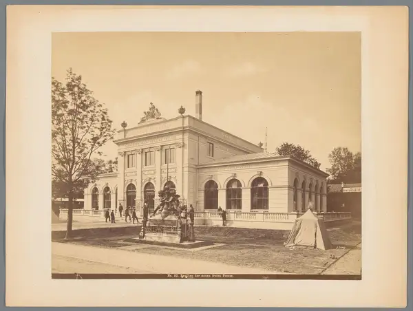 Paviljoen van de Neuen Freien Presse op de Wereldtentoonstelling van 1873 te Wenen Pavillon der neuen freien Presse