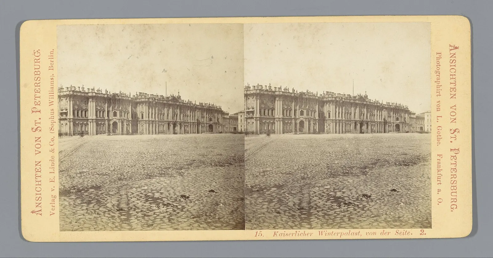 Winter Palace: Gezicht op het Winterpaleis in Sint-Petersburg Kaiserlicher Winterpalast, von der Seite. 2. (titel op object), RP-F-F07447